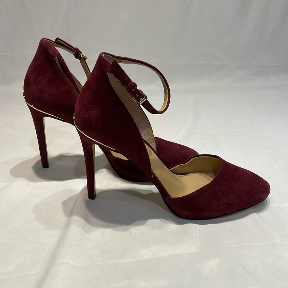 Michael Kors Maroon with Gold Metal Accent Heels